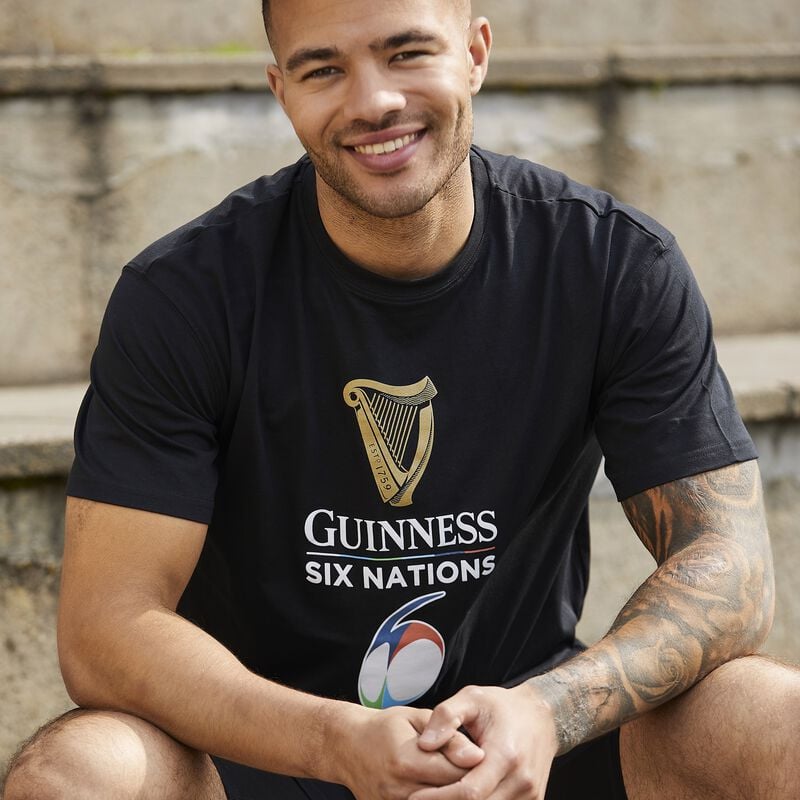 Guinness Official Merchandise Six Nations Rugby T-Shirt, Black Colour